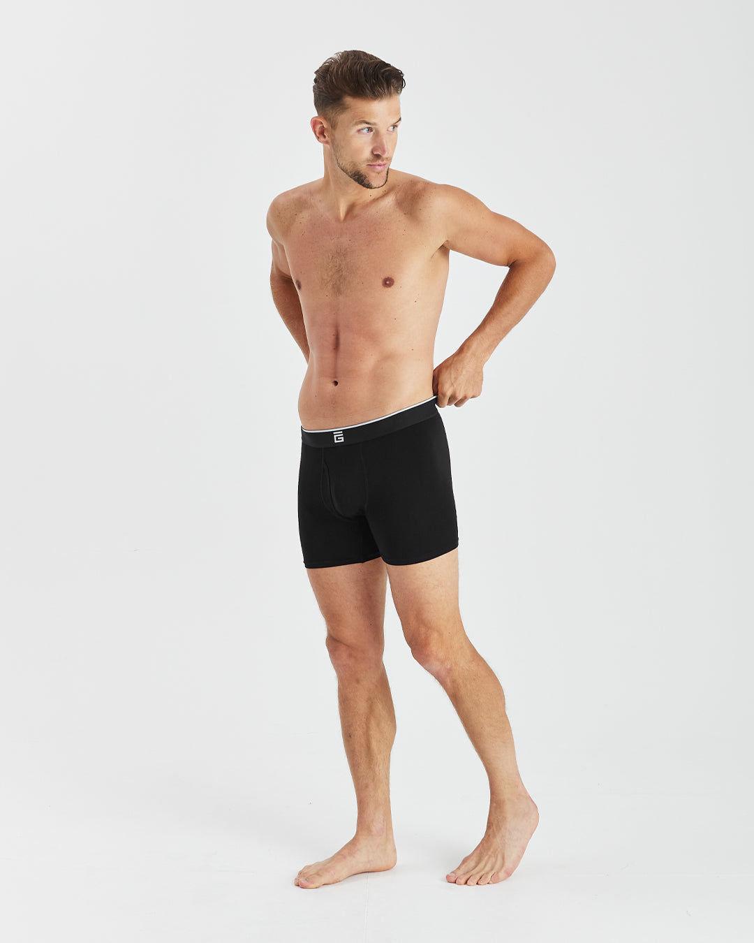 Bamboo Boxers With Fly - Black - 3 Pack