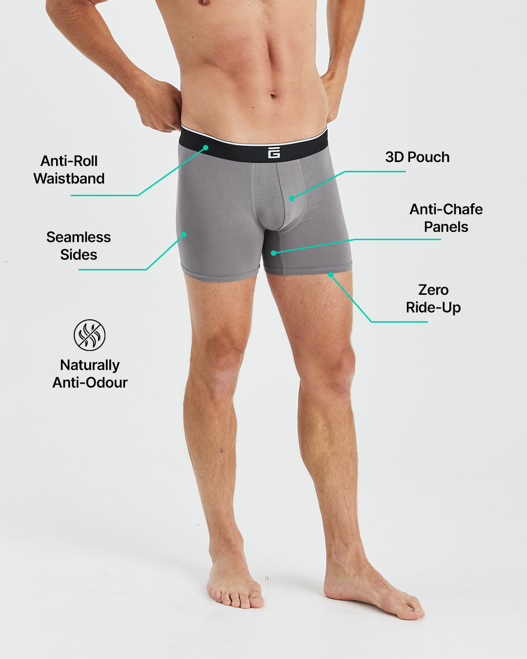 Bamboo Boxers - Space Grey - 3 Pack