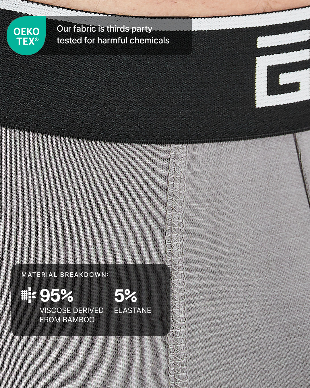 Bamboo Boxers - Space Grey - 3 Pack