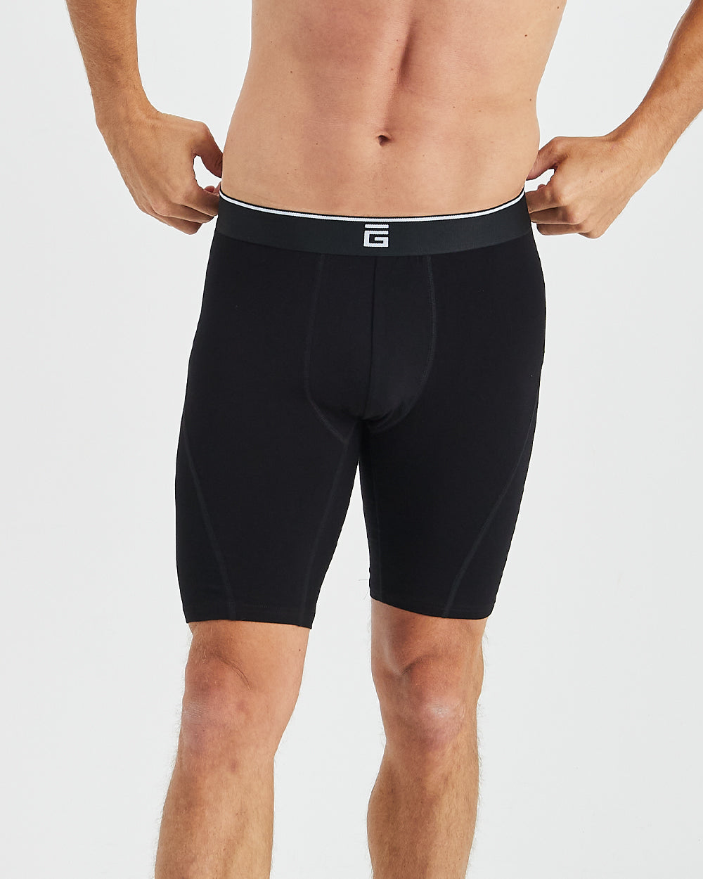 Long Bamboo Boxers - Black - 3 Pack
