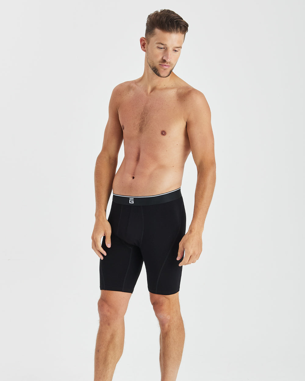 Long Bamboo Boxers - Black - 3 Pack