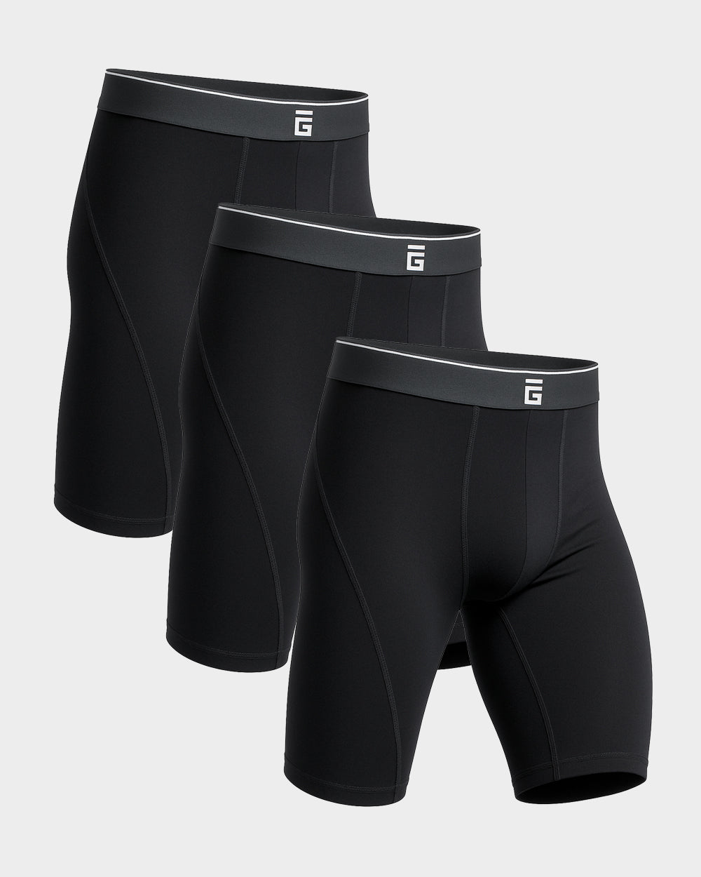 Long Bamboo Boxers - Black - 3 Pack