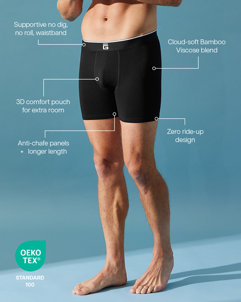 Luxe Bamboo Boxers - Black - 3 Pack