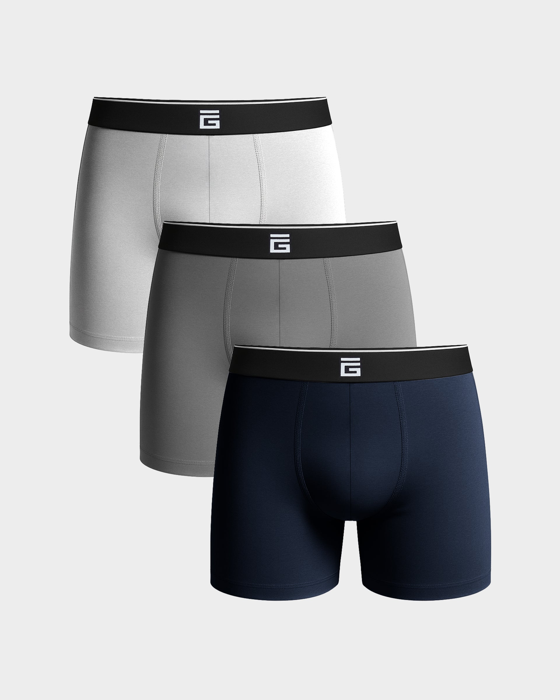 Luxe Bamboo Boxers - Blue, White, Grey - 3 Pack