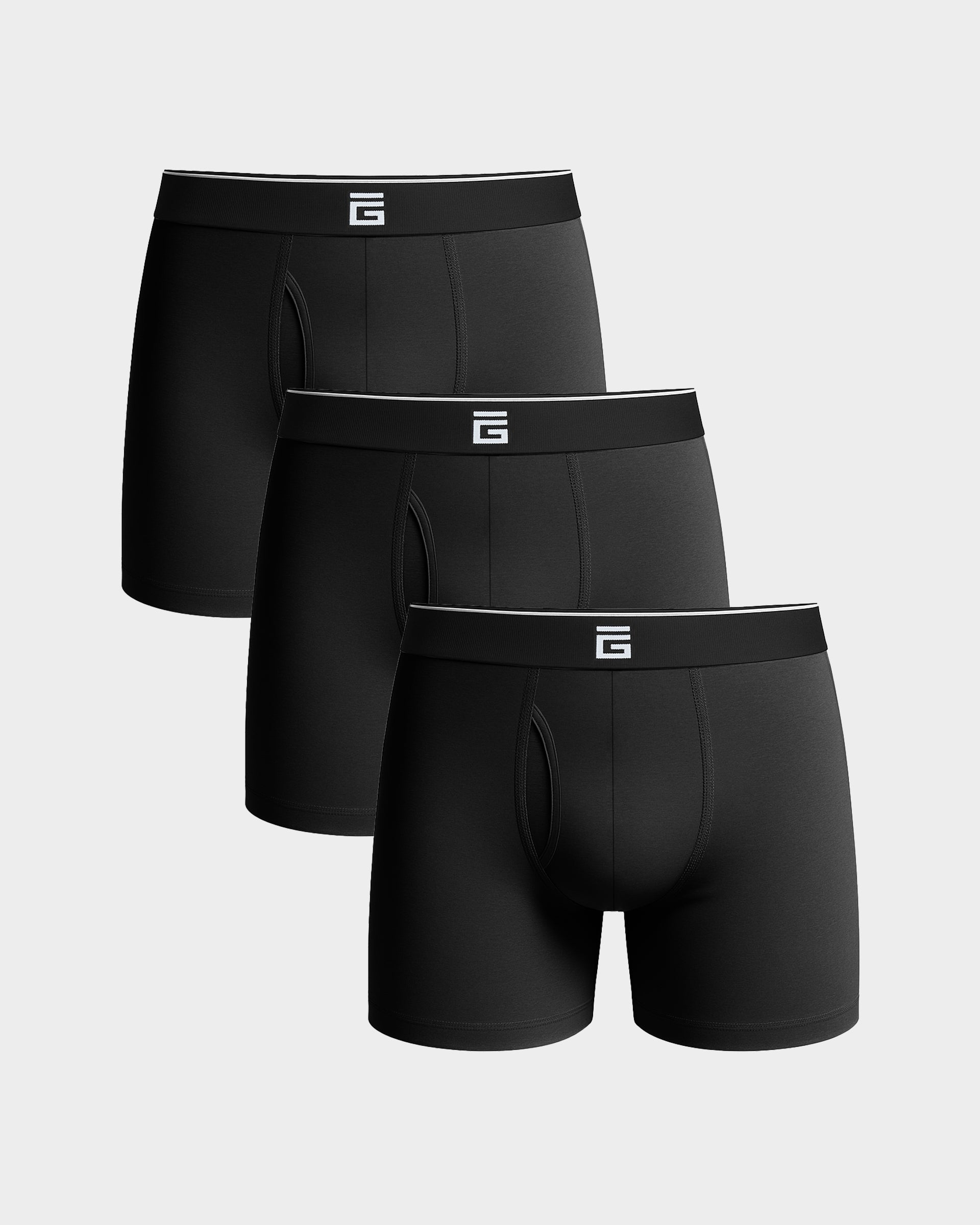 Luxe Bamboo Boxers With Fly - Black - 3 Pack