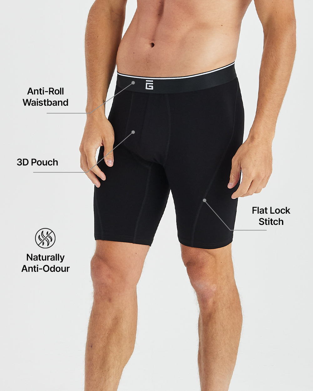 Bamboo Sport Boxer Brief Long with Fly (3 Pack)