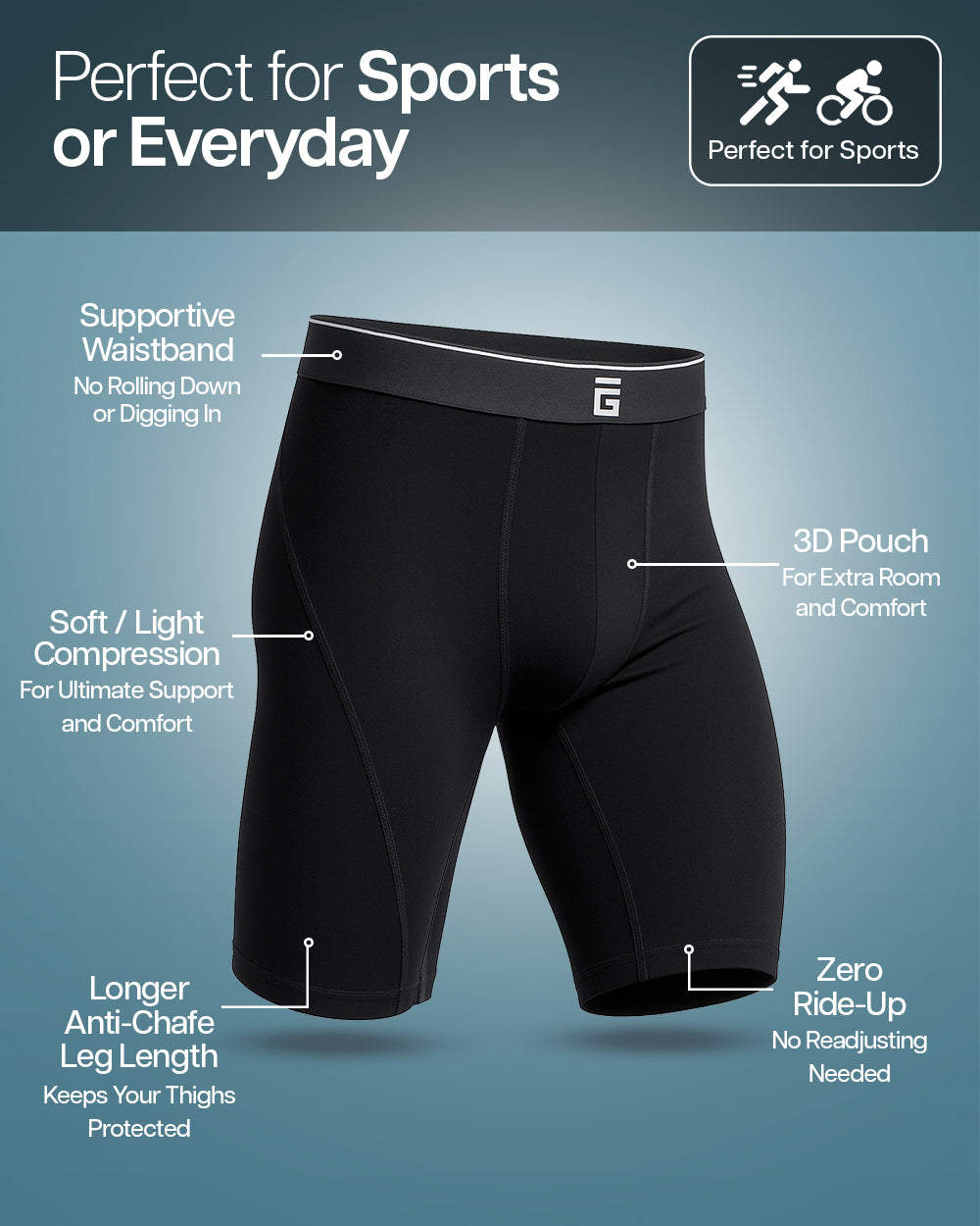 Long Bamboo Boxers - Black - 3 Pack