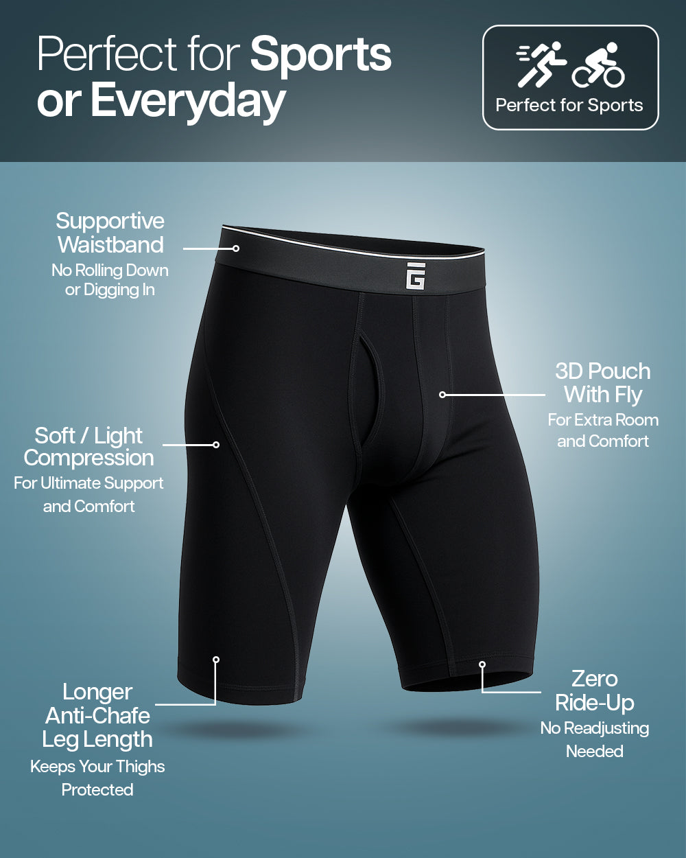 Long Bamboo Boxers with Fly (3 Pack)