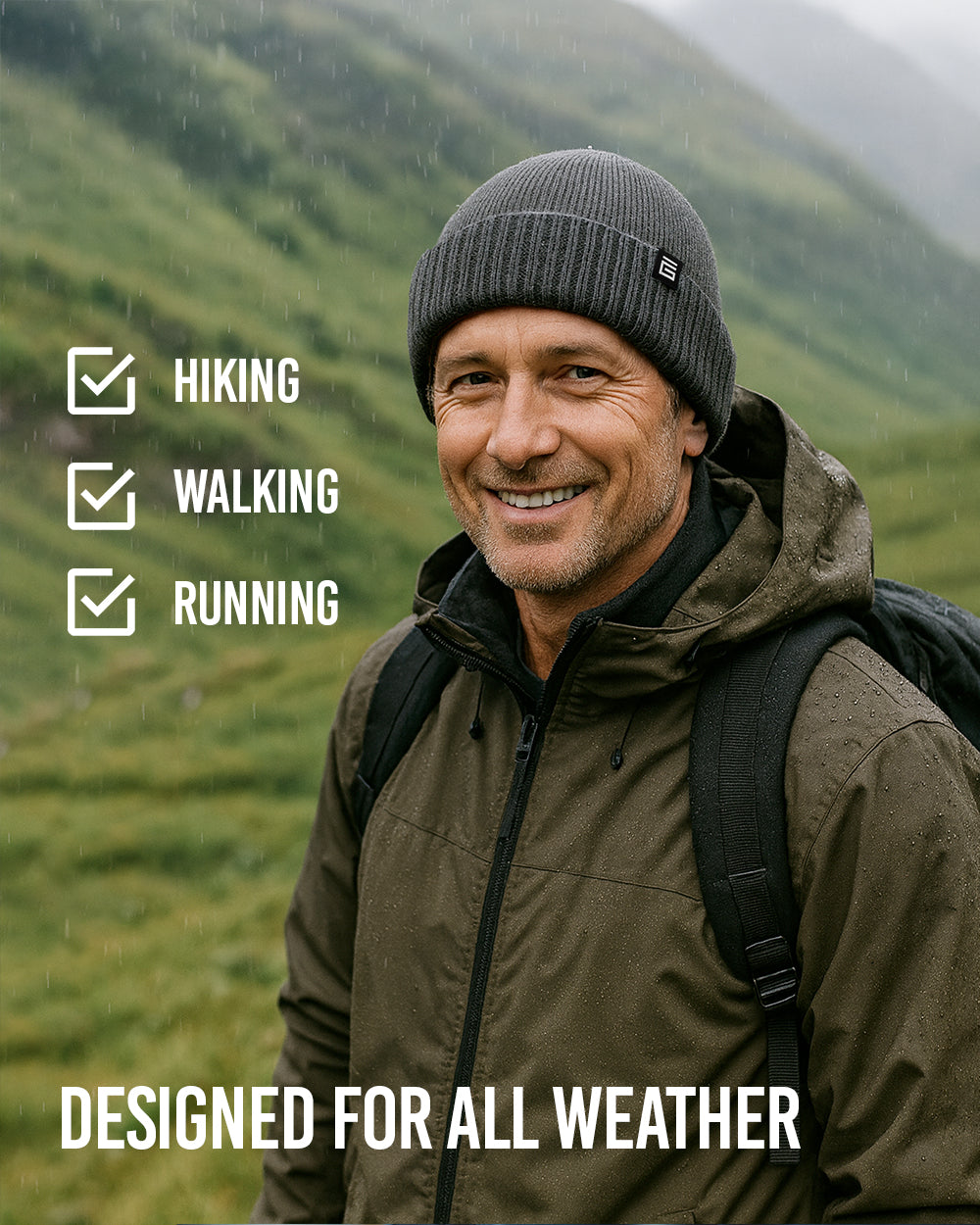 Waterproof Beanie Hat - Charcoal